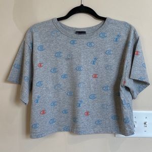 Champion Cropped Tee, All Over Logo (M)